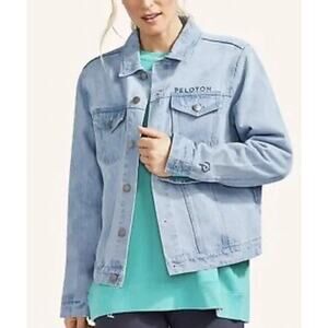 Peloton Jean Jacket Light Wash Together We Go Far Blue Denim Womens Size Medium